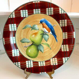 Lenox Eastern Blue Bird and Fruit Winter Greetings Everyday Tartan Dinner Plate